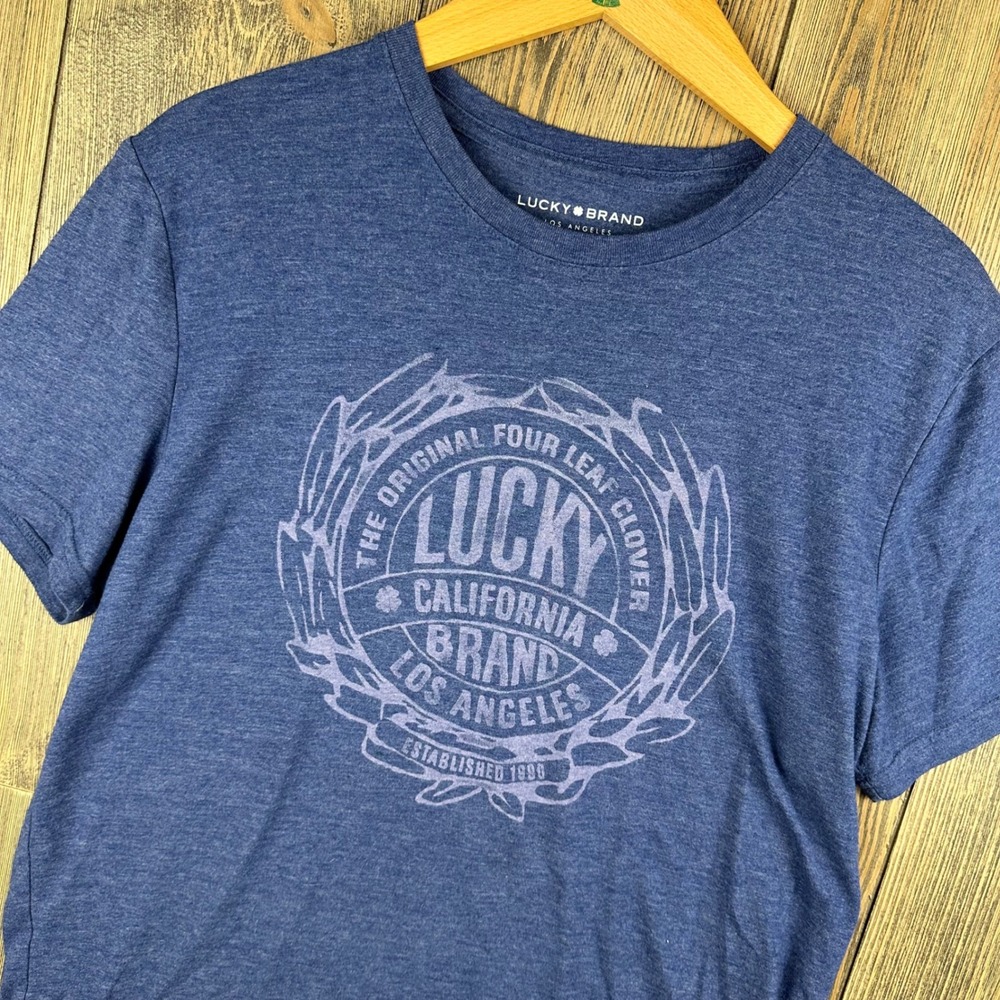 Lucky Brand Mens Blue Heather Graphic T-Shirt Los Angeles Crest Size M